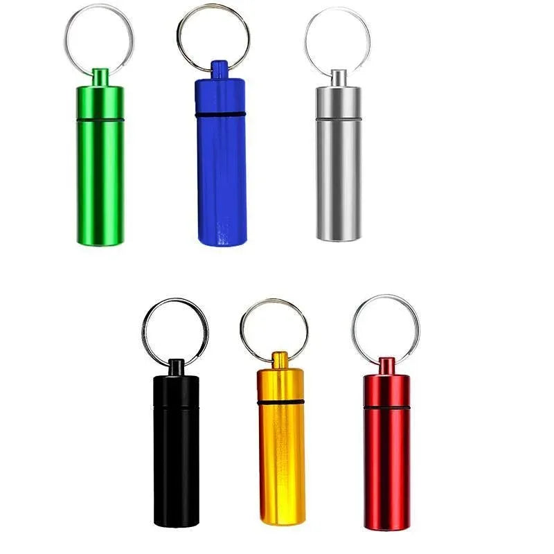 Aluminum Pill Box Case Bottle Cache Drug Holder Keychain Container Waterproof - Yellow