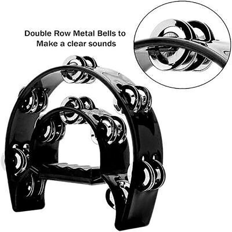 Double Half Moon Tambourine Handheld Musical Percussion Instrument Bell Drum - Blue — product image 6