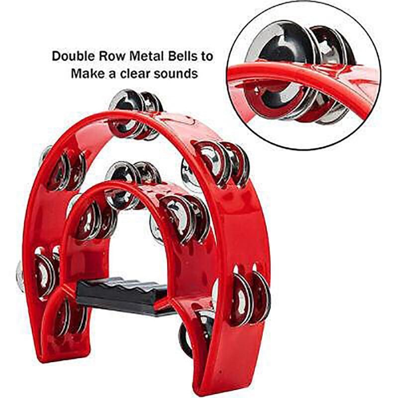 Double Half Moon Tambourine Handheld Musical Percussion Instrument Bell Drum - Blue — product image 9
