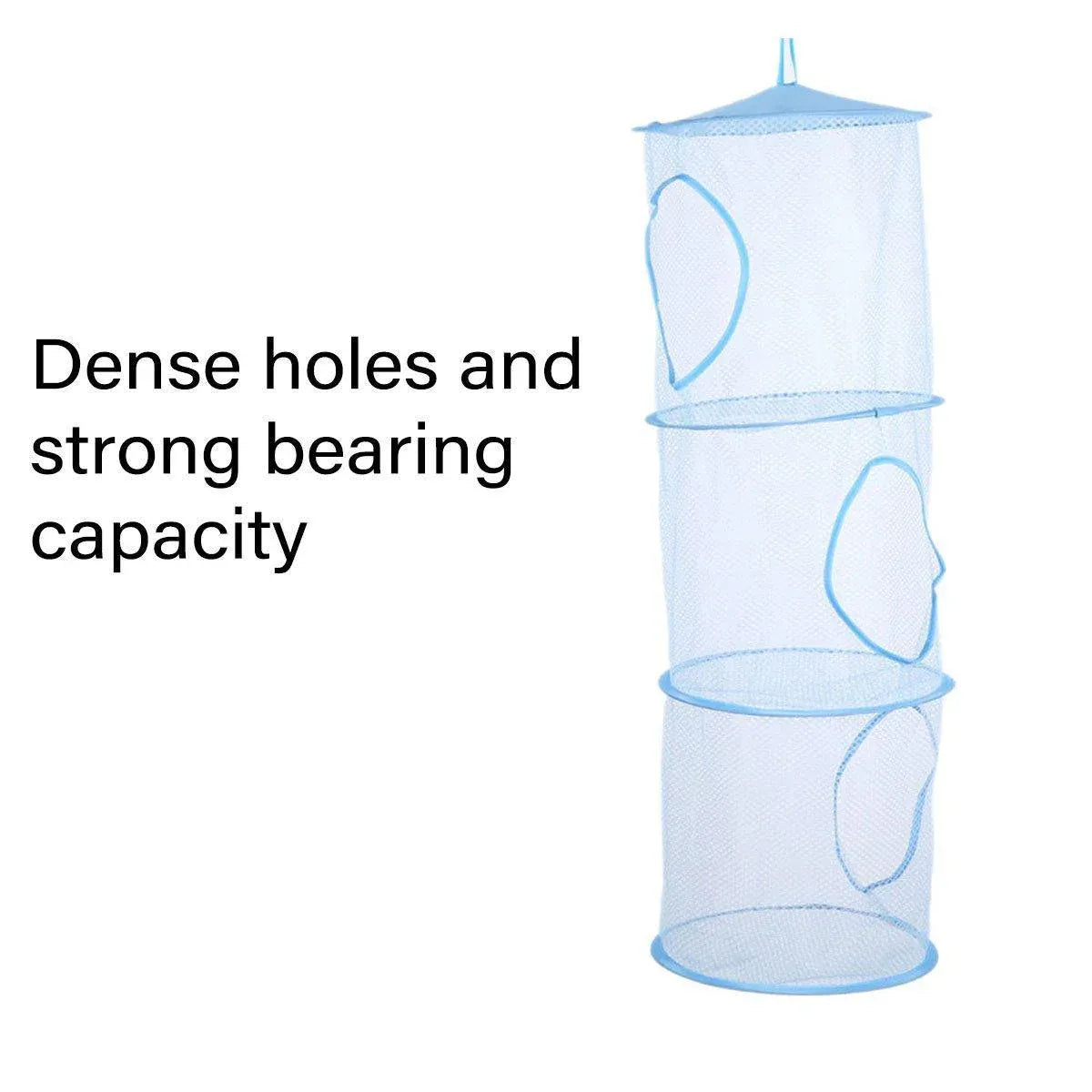 Foldable Clothes Drying Basket Three-layer Hanging Storage Breathable Organizer - Red