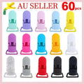 60 Random Colored Plastic Pacifier Dummy Clip Suspender Badge Holder for Crafts — product image 1