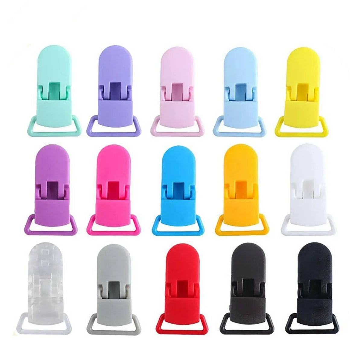 60 Random Colored Plastic Pacifier Dummy Clip Suspender Badge Holder for Crafts — product image 2