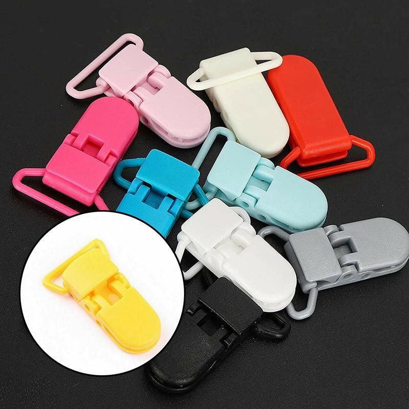 60 Random Colored Plastic Pacifier Dummy Clip Suspender Badge Holder for Crafts — product image 8