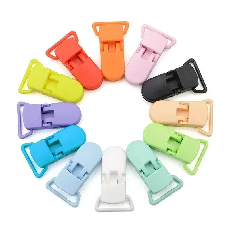 60 Random Colored Plastic Pacifier Dummy Clip Suspender Badge Holder for Crafts — product image 9