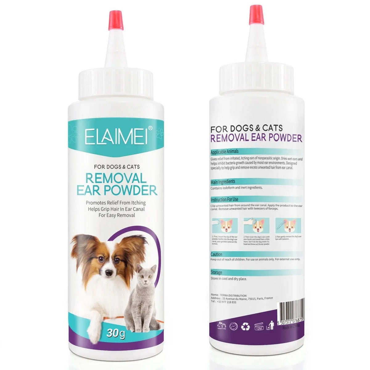 Pet Ear Cleaning Grooming Powder for Dogs & Cats