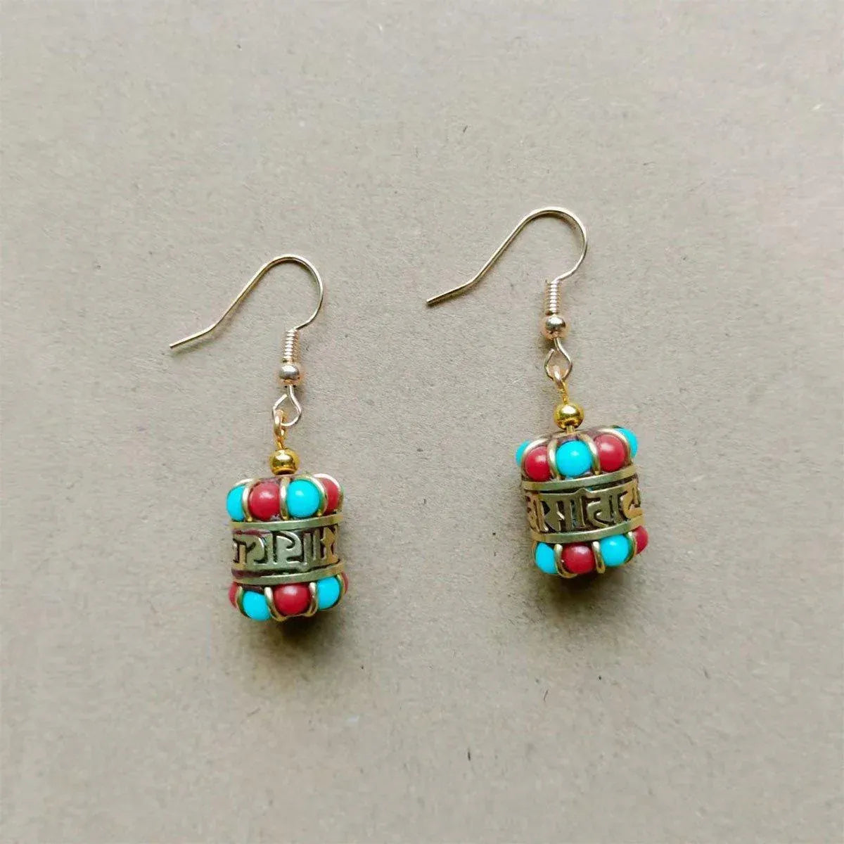 Retro Ethnic Style Earrings Fashion Jewelry for Women Bohemian Accessories - Long red