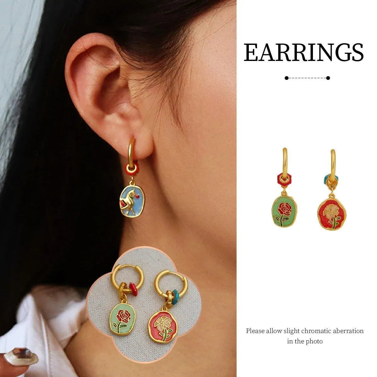 2-Piece Multicolour Floral Drop Earring Pair — product photo 1 of 12