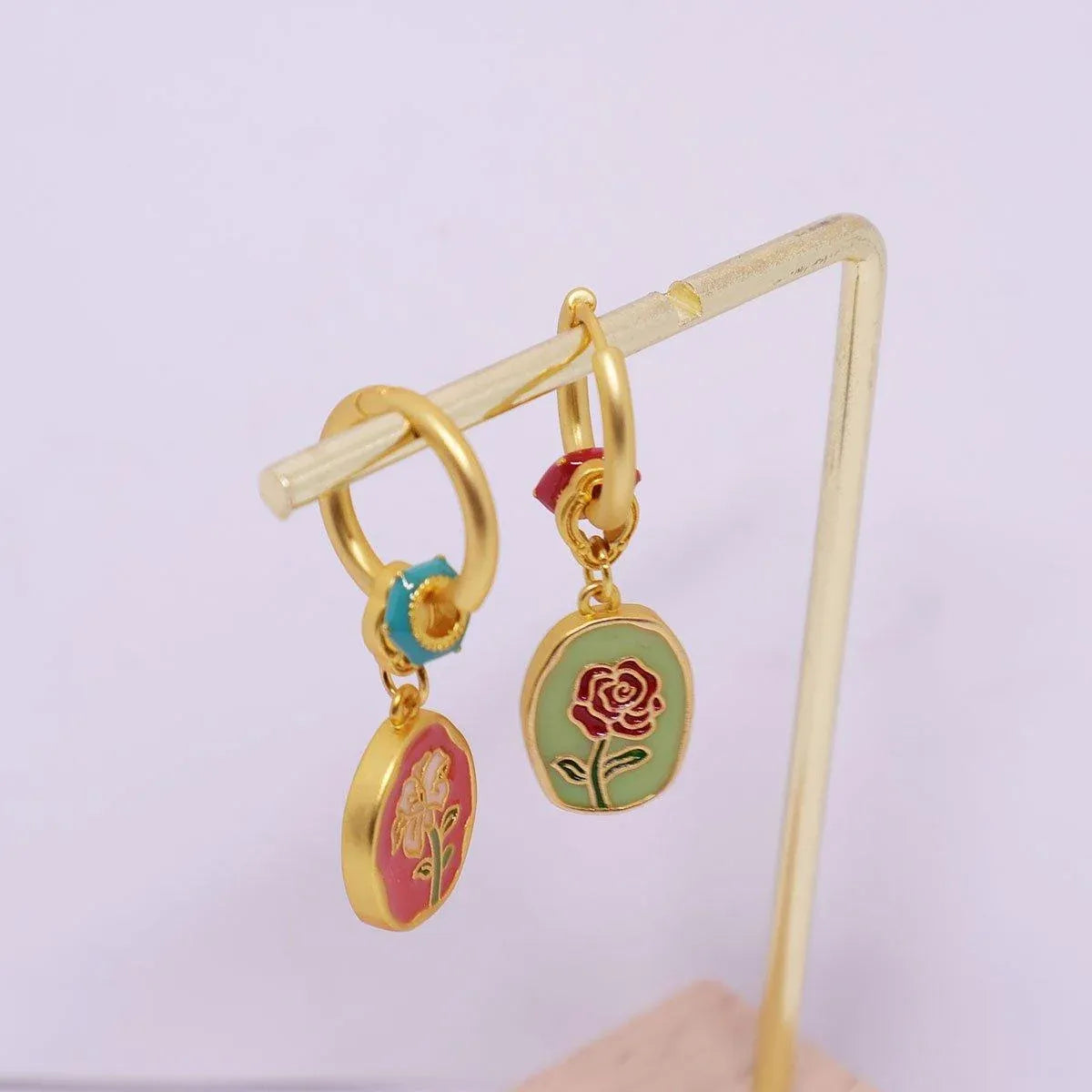 2-Piece Multicolour Floral Drop Earring Pair — product photo 4 of 12