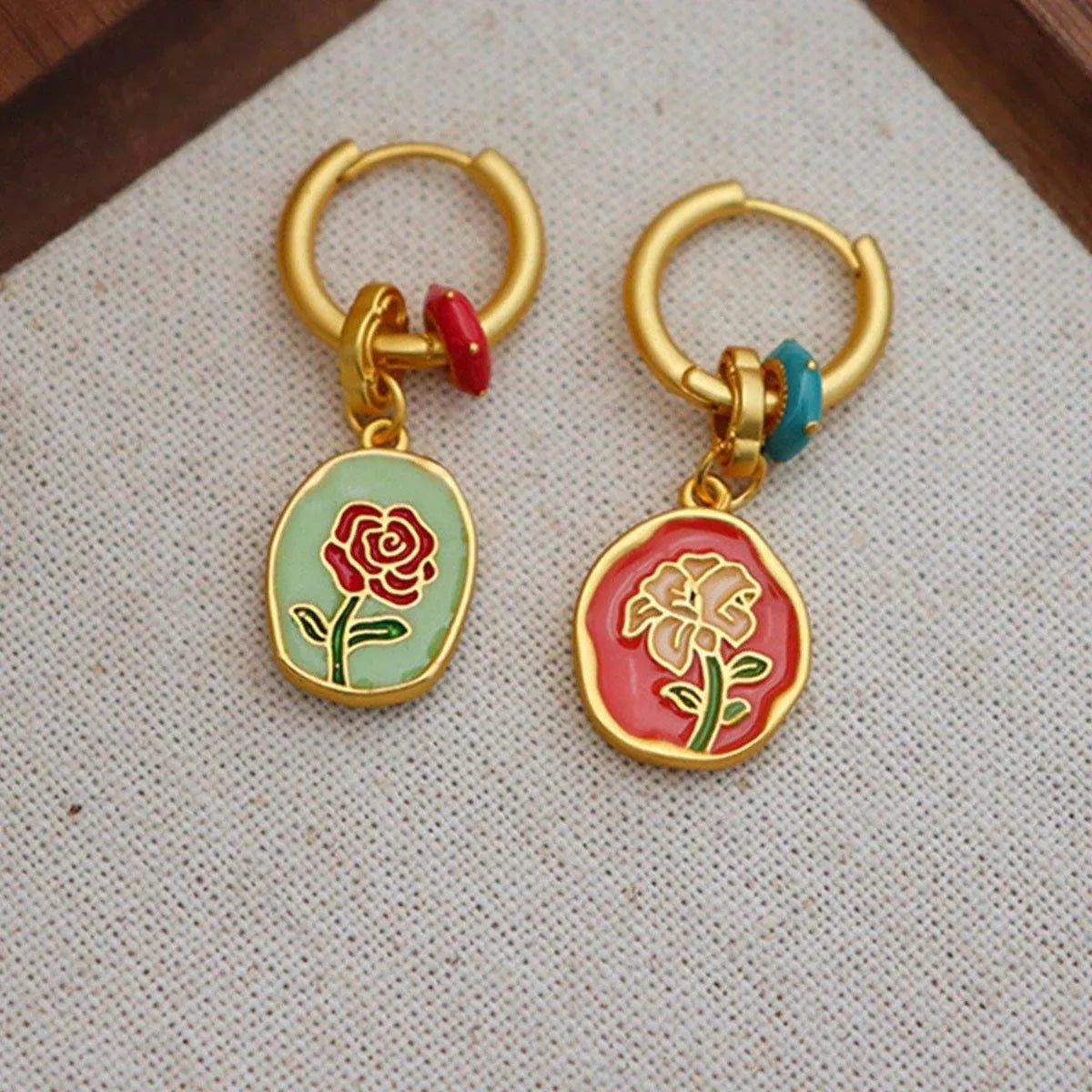 2-Piece Multicolour Floral Drop Earring Pair — product photo 6 of 12