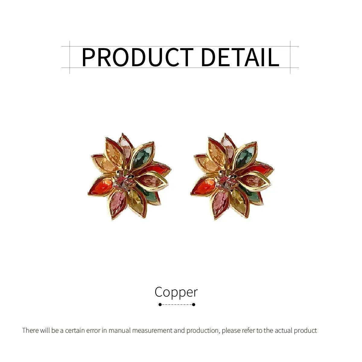 2-Piece Multicolour Lotus-Style Stud Earring Pair — product photo 3 of 12