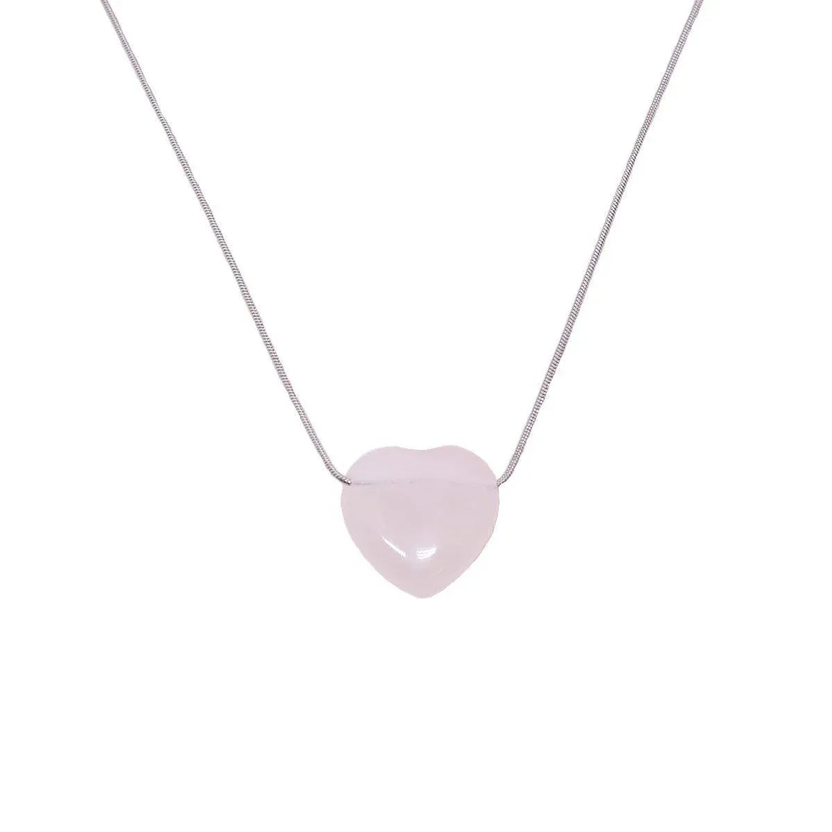 Fashion Girls Necklace Pink Love Titanium Steel Snake Chain Big Heart Pendant
