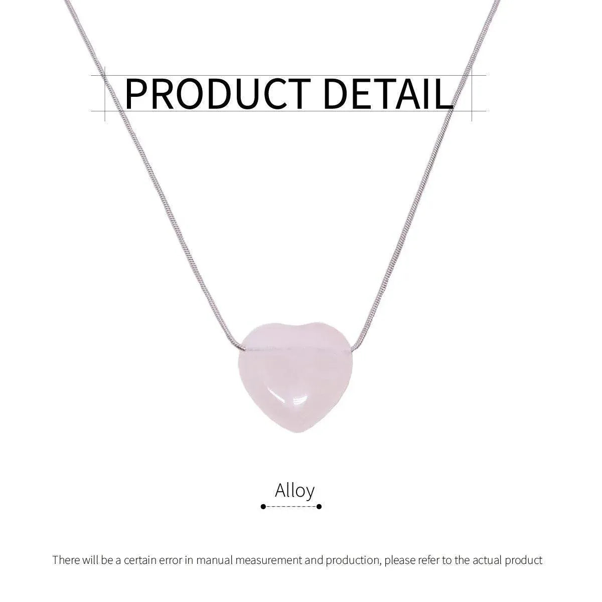 Fashion Girls Necklace Pink Love Titanium Steel Snake Chain Big Heart Pendant