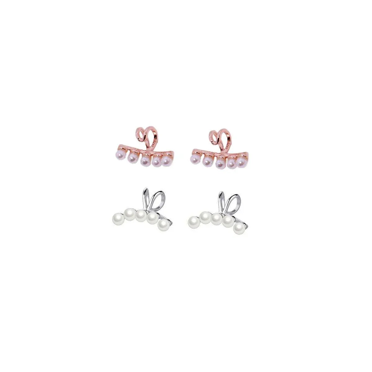 Pearl Ear Bone Clip Earrings No Piercing Needed Elegant Jewelry for Women Girls - Silver