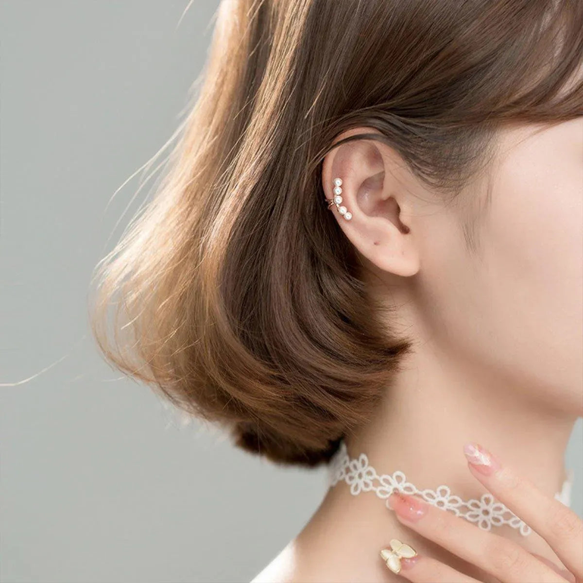 Pearl Ear Bone Clip Earrings No Piercing Needed Elegant Jewelry for Women Girls - Silver