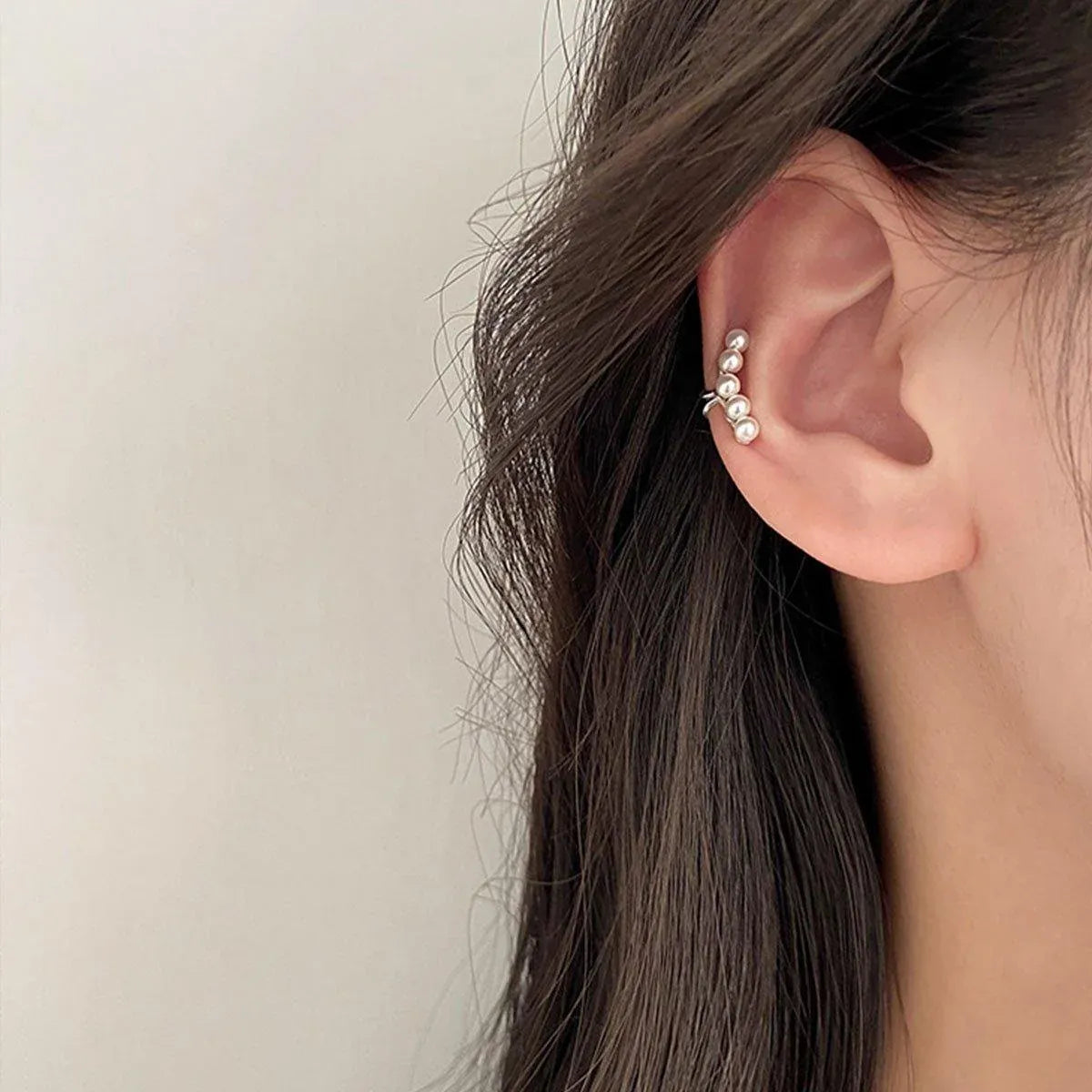 Pearl Ear Bone Clip Earrings No Piercing Needed Elegant Jewelry for Women Girls - Silver