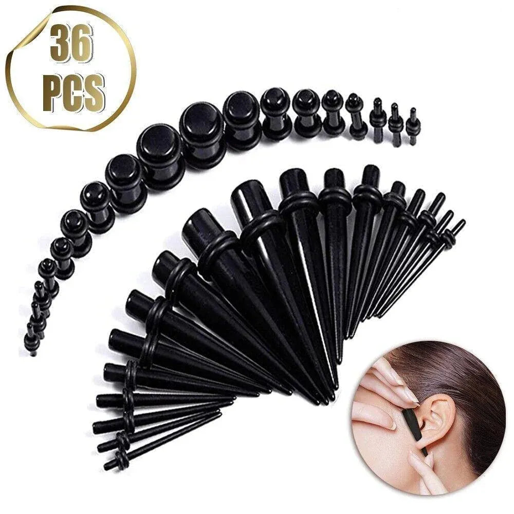 36Pcs Ear Stretching Kit Plug Set Stretch Ear Taper Stretcher Expander Tapers Au