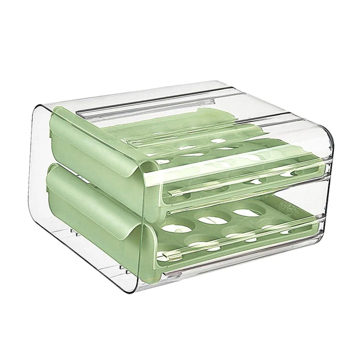 Double Layer Green Egg Storage Carton Drawer Fridge Organizer for Kitchen Use — product image 2