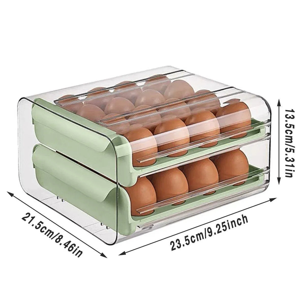 Double Layer Green Egg Storage Carton Drawer Fridge Organizer for Kitchen Use — product image 3