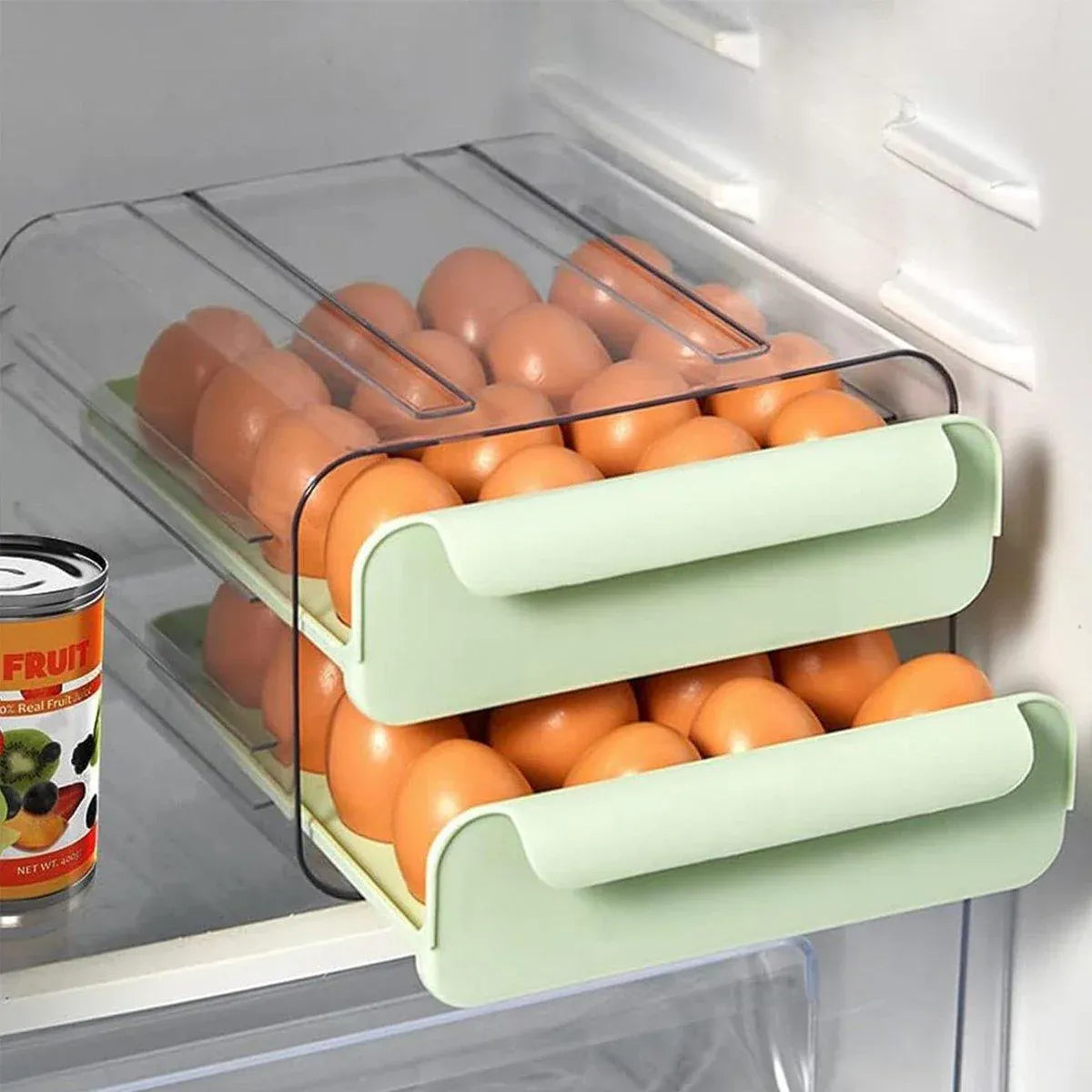 Double Layer Green Egg Storage Carton Drawer Fridge Organizer for Kitchen Use — product image 4