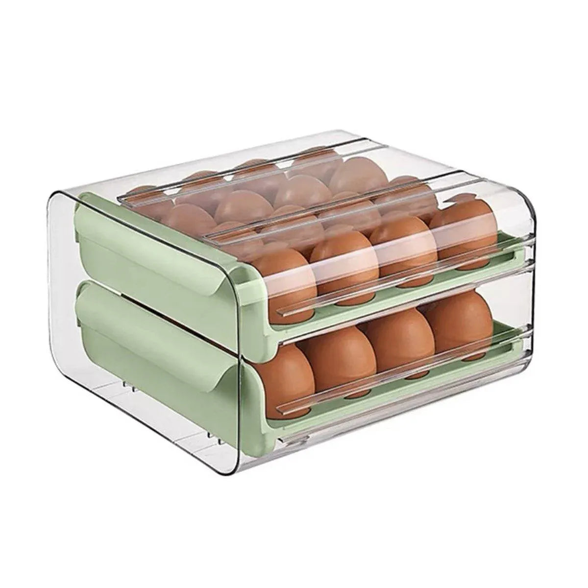Double Layer Green Egg Storage Carton Drawer Fridge Organizer for Kitchen Use — product image 13