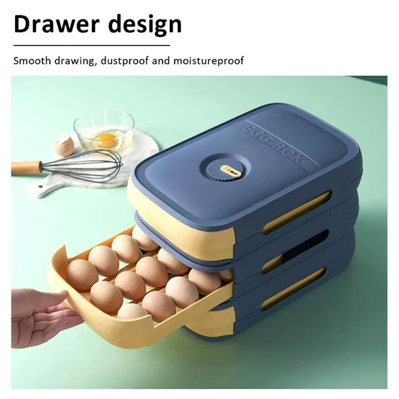 Drawer Type Eggs Tray Fruit Storage Box Kitchen Stacking Holder Food Container - Green — product photo 7