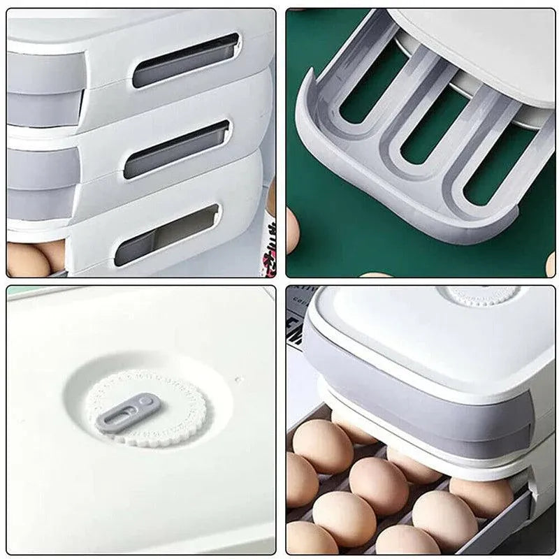 Drawer Type Eggs Tray Fruit Storage Box Kitchen Stacking Holder Food Container - Green — product photo 8