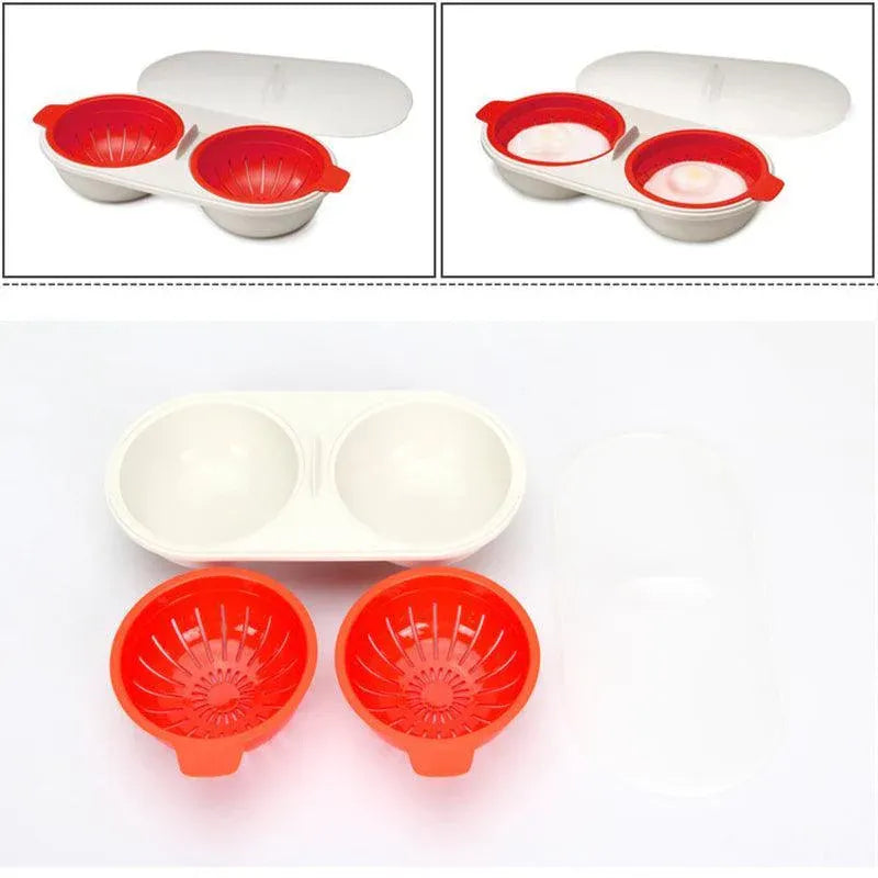 Two-Egg Poaching Bowl with Lid – Blue (Material and Heat Rating Unverified)