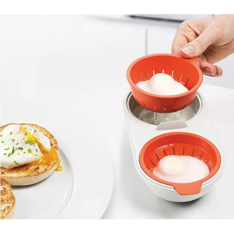 Two-Egg Poaching Bowl with Lid – Blue (Material and Heat Rating Unverified)