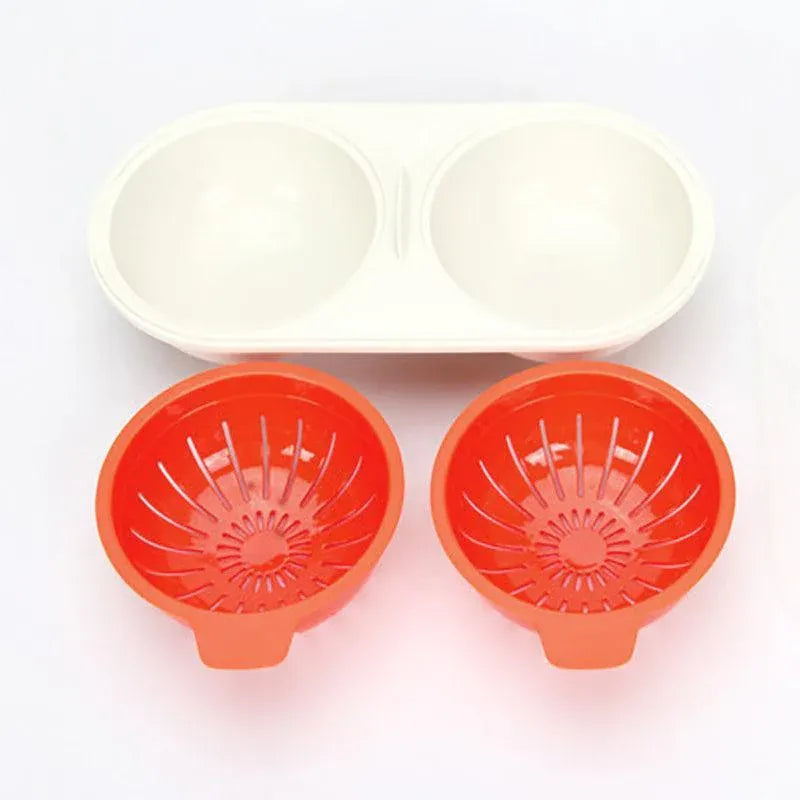 Two-Egg Poaching Bowl with Lid – Blue (Material and Heat Rating Unverified)