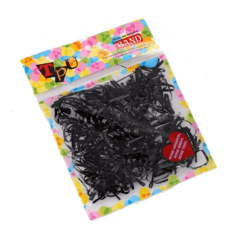 400pcs Small Elastic Rubber Band Hair Ties Multi Colour Black Ponytail Holders - Jelly Colour