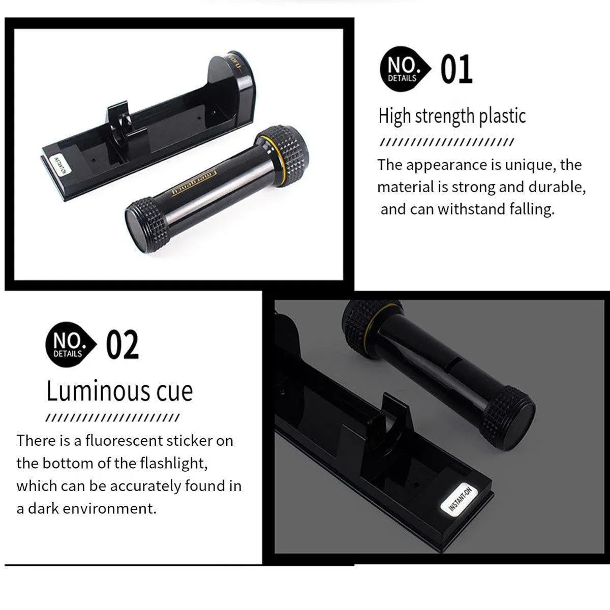 Wall-Mounted Detachable LED Backup Torch – Black — product image 6 of 14