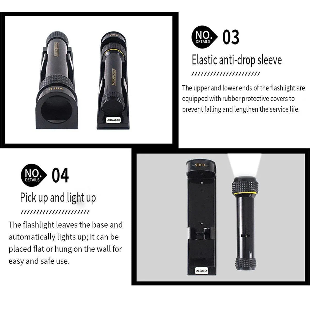 Wall-Mounted Detachable LED Backup Torch – Black — product image 7 of 14