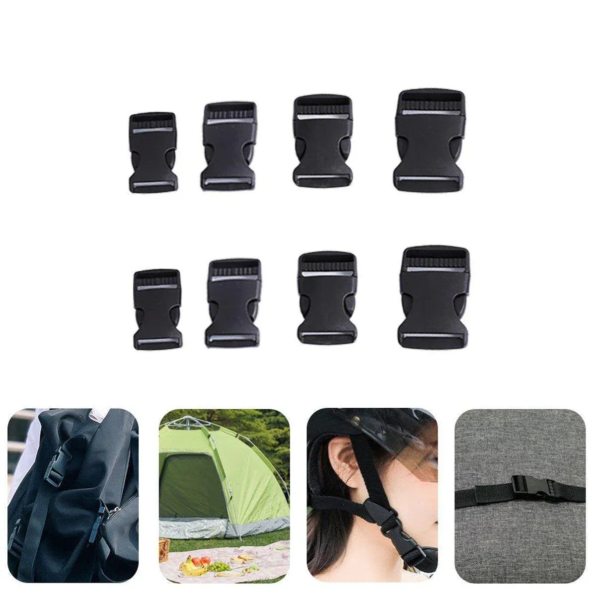 10pcs Black Plastic Buckle Clips for School Bag Backpack Strap Multifunctional - 38mm