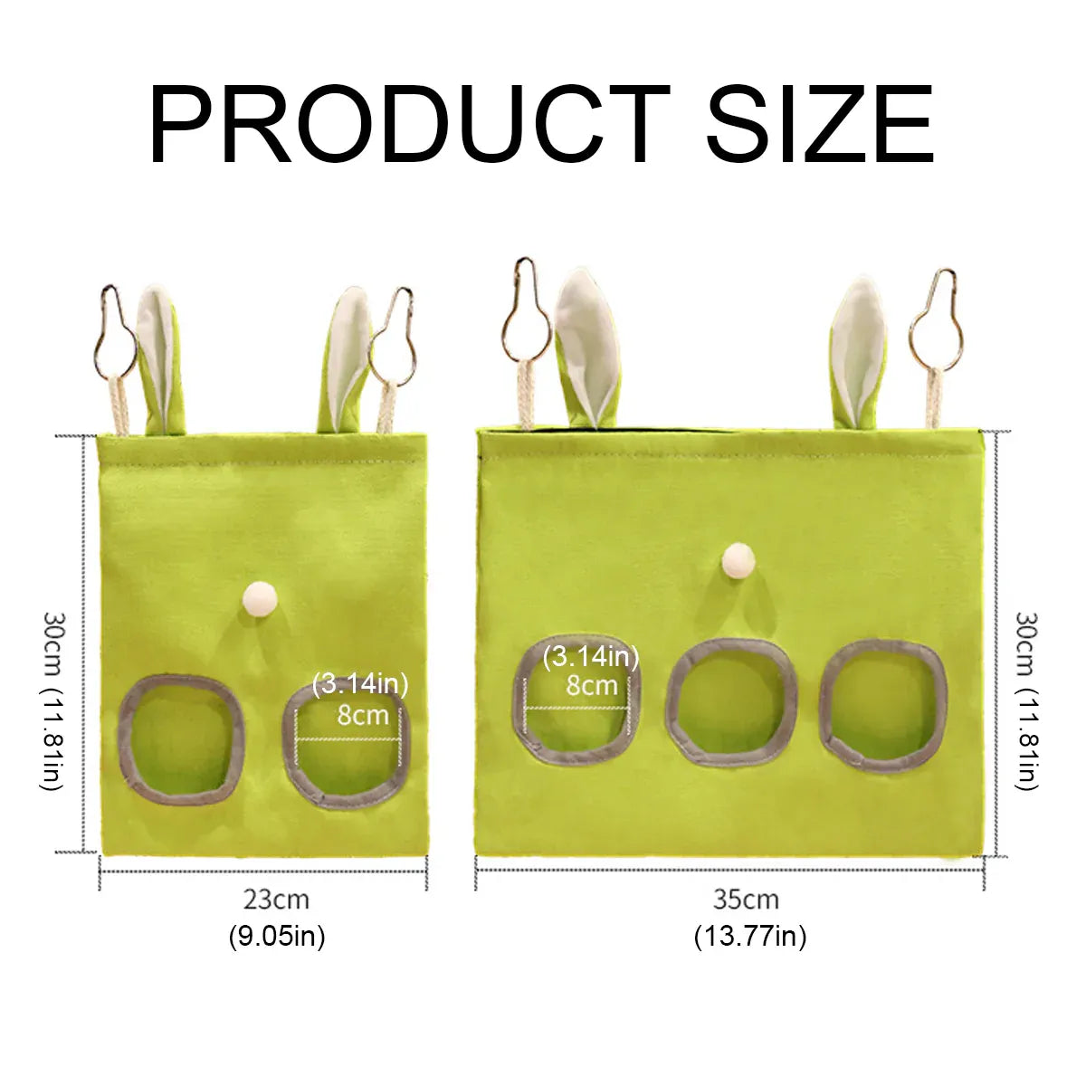 Hanging Canvas Hay Feeding Bag - Green, Small, 23 × 30 cm