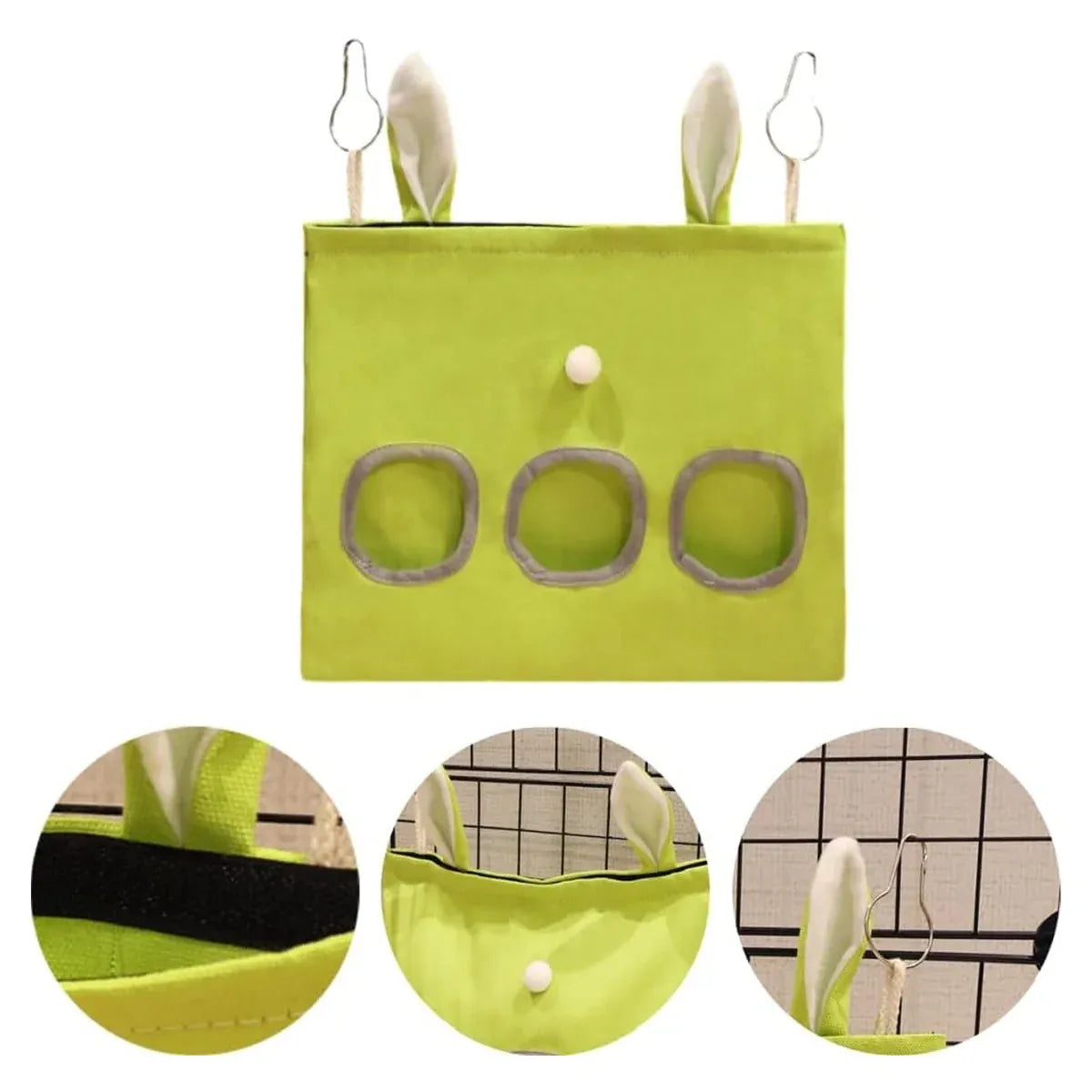 Hanging Canvas Hay Feeding Bag - Green, Small, 23 × 30 cm