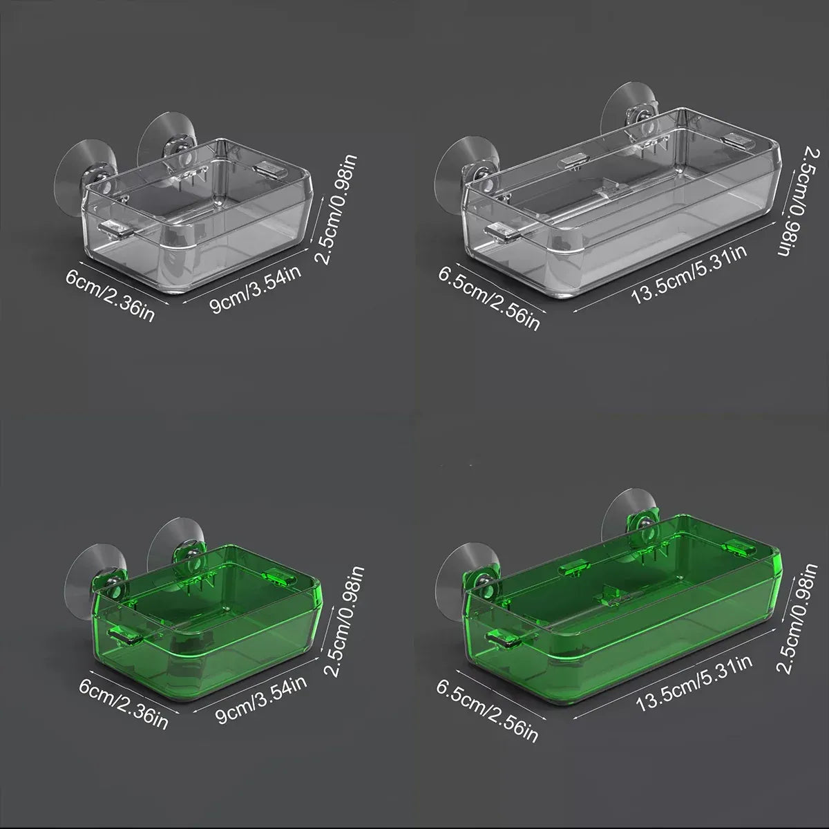 Suction-Mount Reptile Insect Feeding Dish - Green, Small, 9 × 6 × 2.5 cm