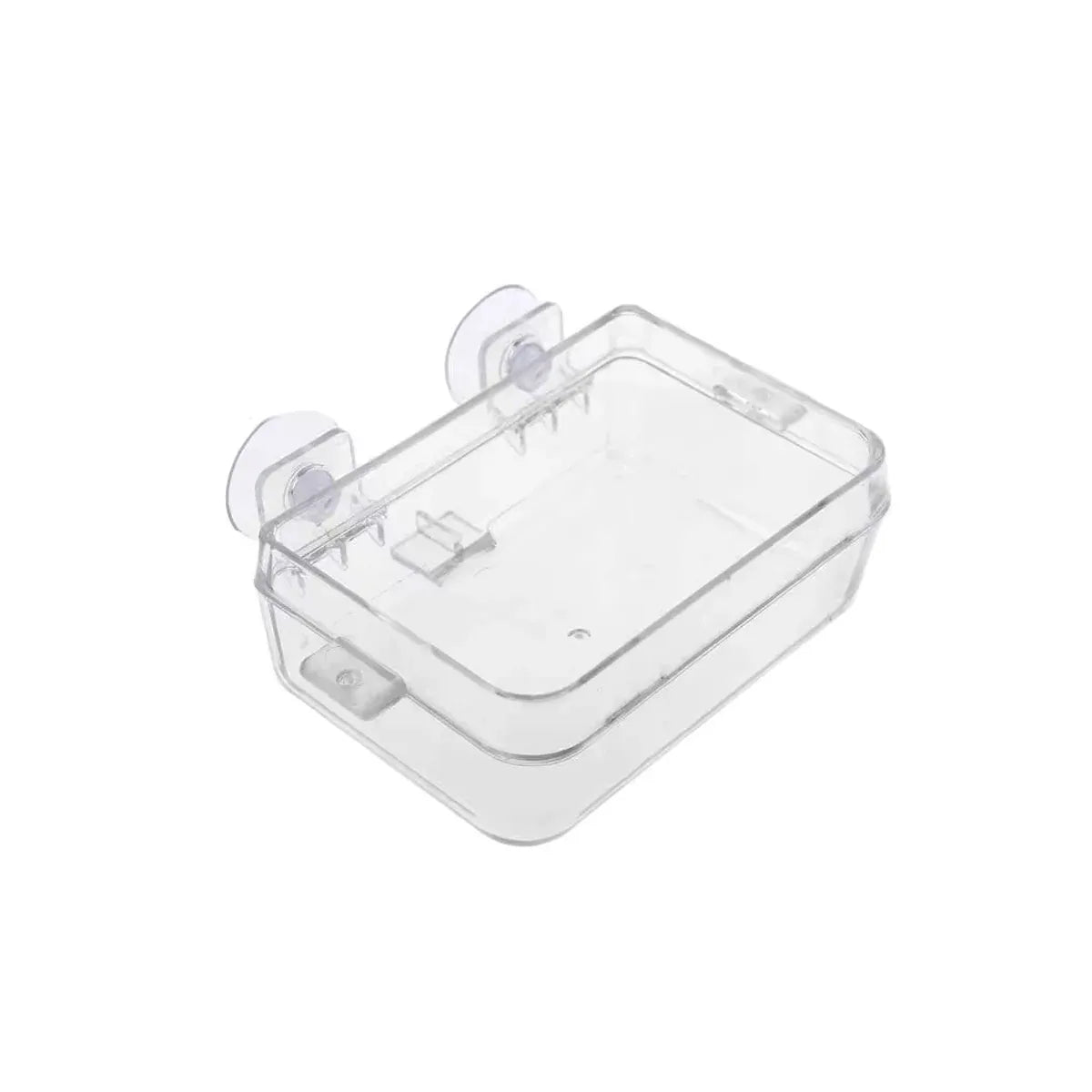 Suction-Mount Reptile Insect Feeding Dish - Transparent, Small, 9 × 6 × 2.5 cm