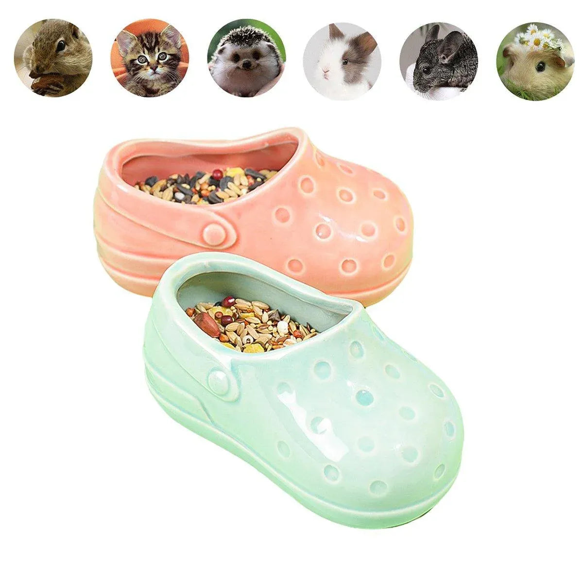 Ceramic Shoe-Shaped Small Pet Food Bowl - Cyan, 13.7 cm