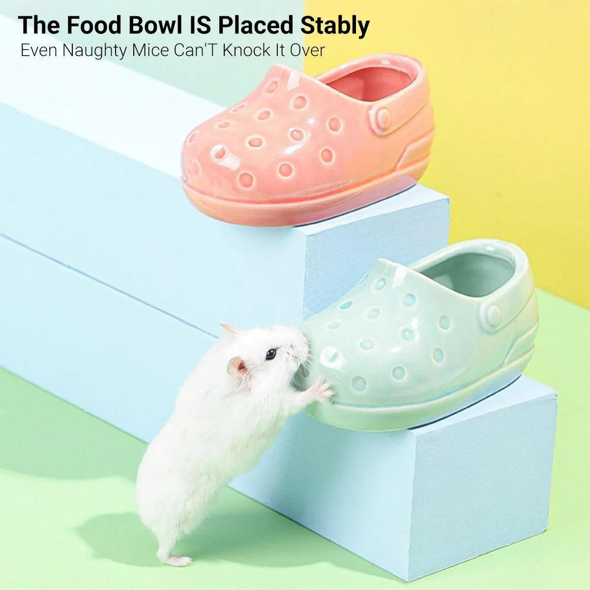 Ceramic Shoe-Shaped Small Pet Food Bowl - Cyan, 13.7 cm