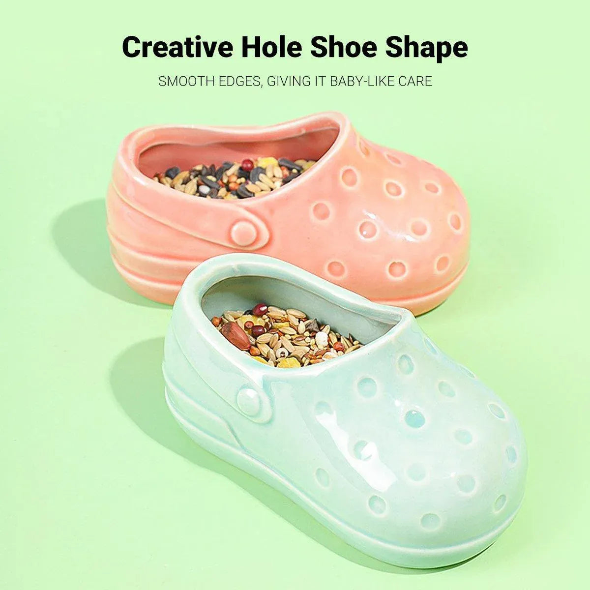 Ceramic Shoe-Shaped Small Pet Food Bowl - Cyan, 13.7 cm