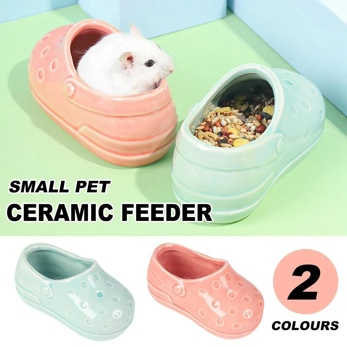 Ceramic Shoe-Shaped Small Pet Food Bowl - Pink, 13.7 cm