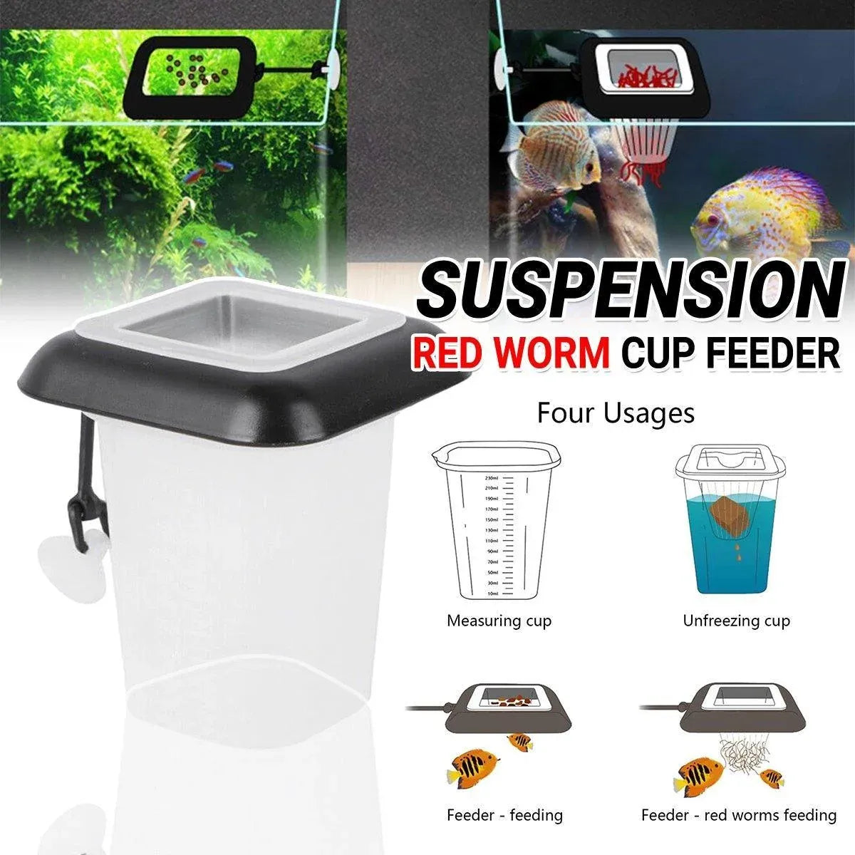 Aquarium Frozen Food Thawing Cup, Feeding Cup & Ring - 3-Piece Set