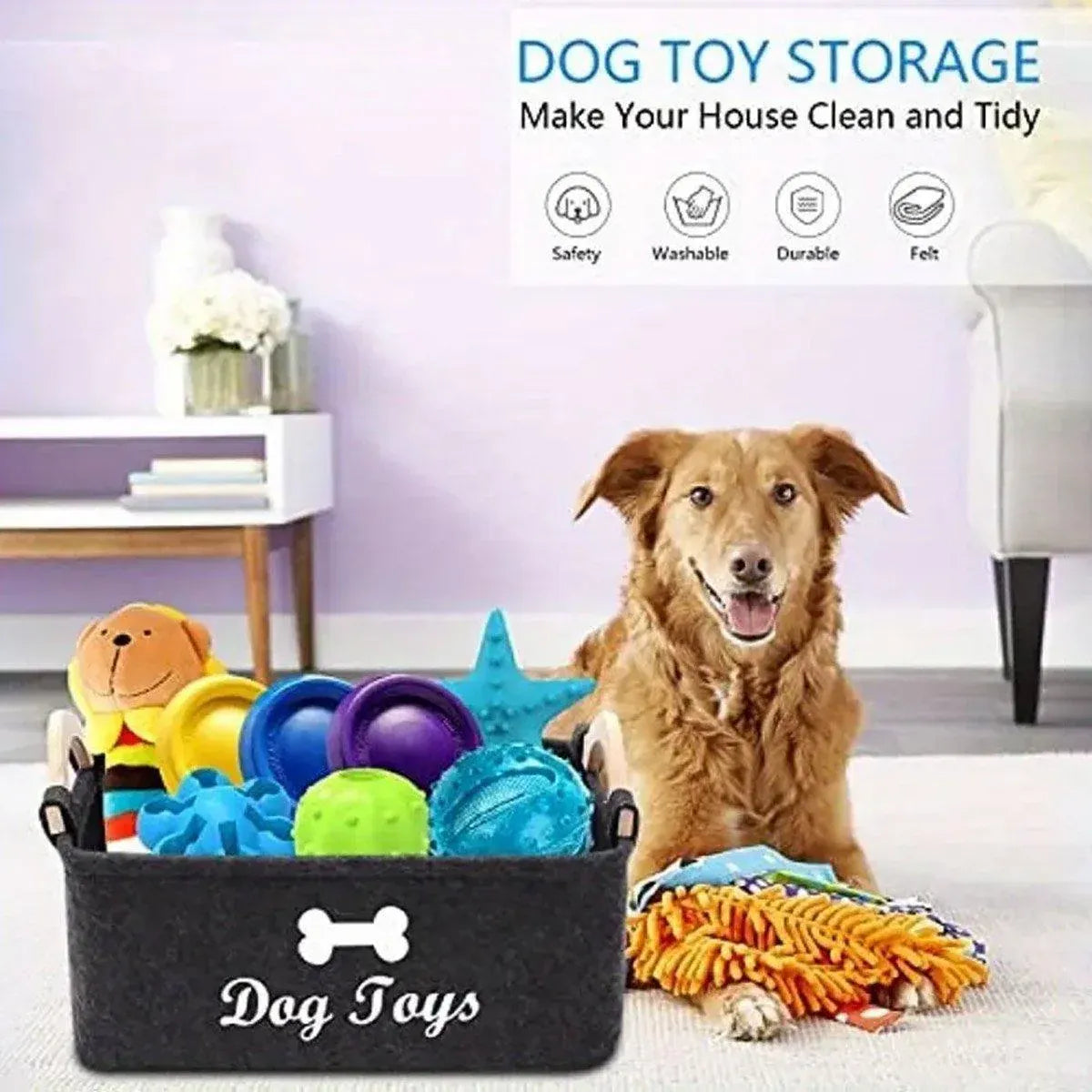 Large Felt Storage Basket for Dog Toys Dirty Clothes Sundries Home Organizer — product image 1