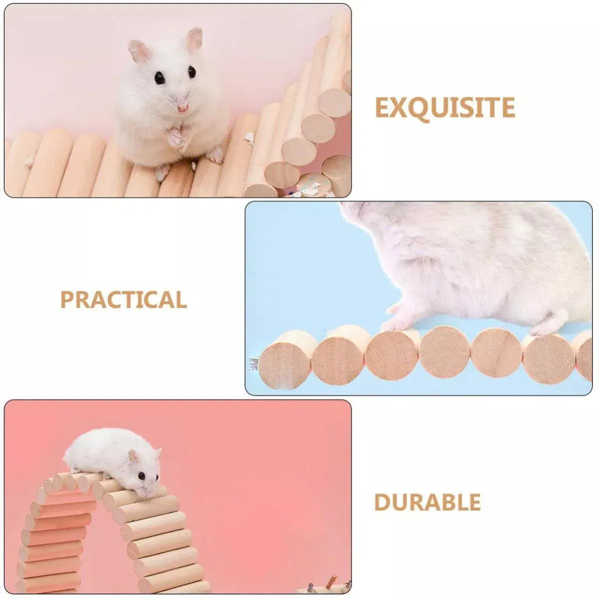 Wooden Hamster & Small Pet Climbing Bridges, 2-Pack - 30 × 8 cm Each