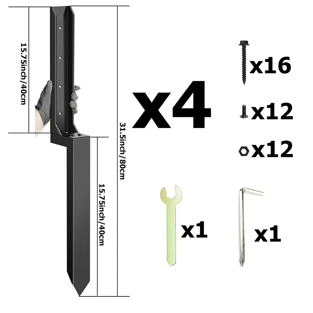 4Pcs Heavy Duty Fence Post Anchor Ground Stake For Fixing Leaning Wood Support — product photo 3