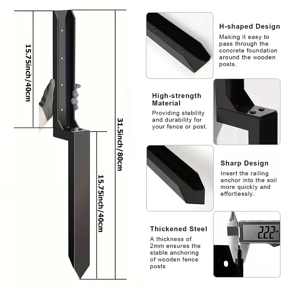 4Pcs Heavy Duty Fence Post Anchor Ground Stake For Fixing Leaning Wood Support — product photo 4