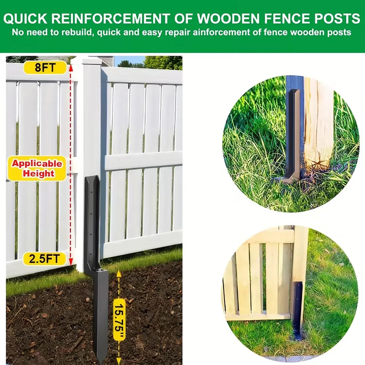 4Pcs Heavy Duty Fence Post Anchor Ground Stake For Fixing Leaning Wood Support — product photo 5
