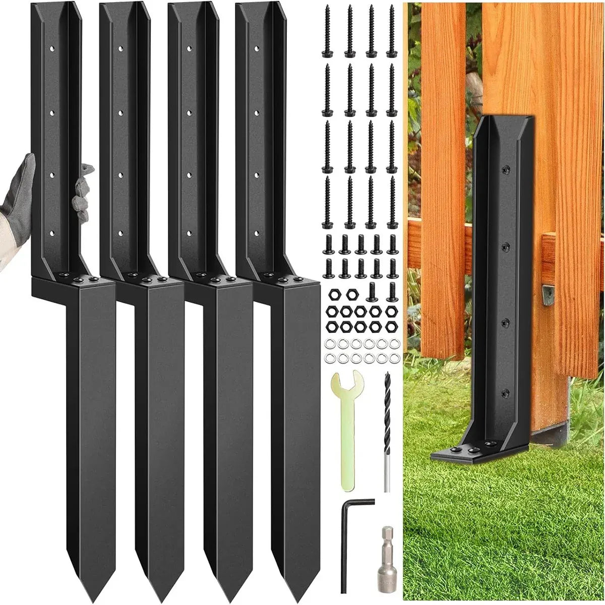 4Pcs Heavy Duty Fence Post Anchor Ground Stake For Fixing Leaning Wood Support — product photo 14