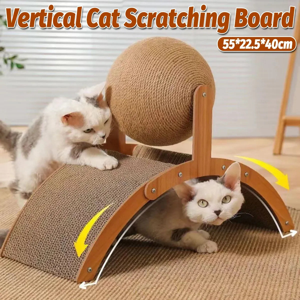 Arched Cat Scratching Bridge with Sisal Ball - 55 cm