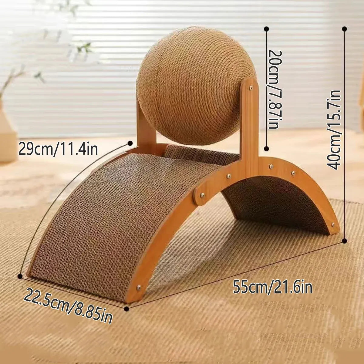 Arched Cat Scratching Bridge with Sisal Ball - 55 cm